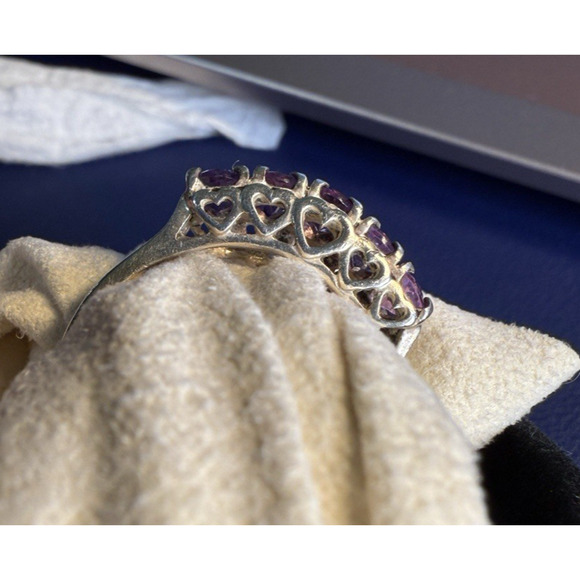 Vintage Sterling Silver Amethyst Ring CNA Thailand Size 10 Five Stone Band - Picture 6 of 11